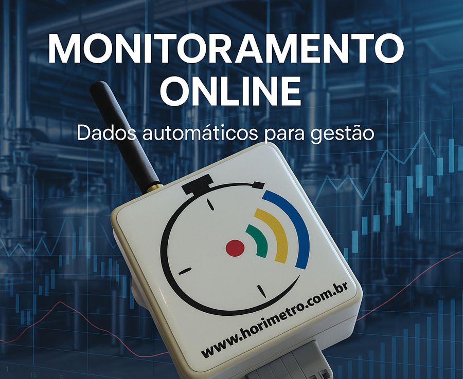 Horímetro Wi-Fi com gráficos de monitoramento online ao fundo